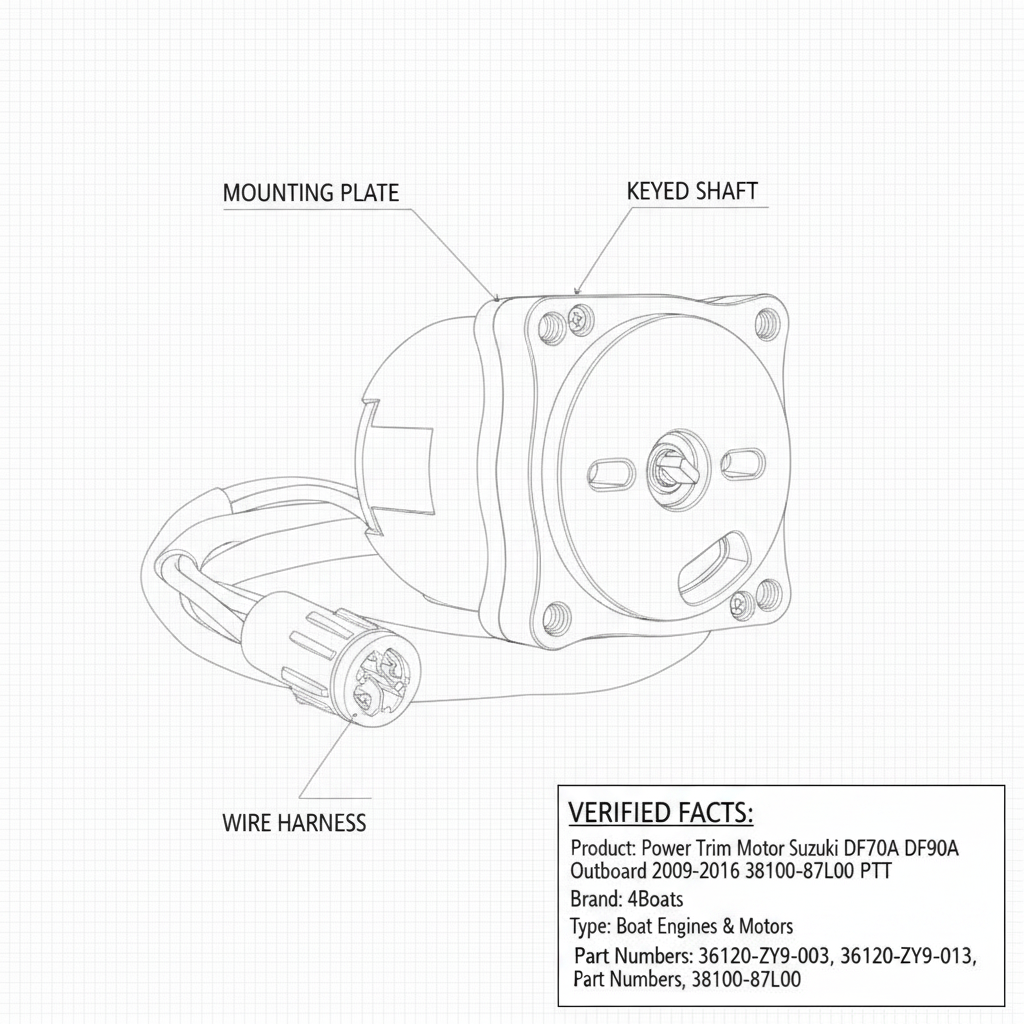 Power Trim Motor Suzuki DF70A DF80A DF90A Outboard 2009-2016 38100-87L00 PTT - Technical specification image 3