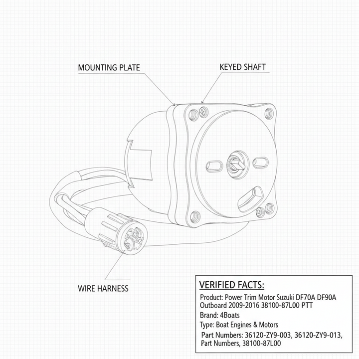 Power Trim Motor Suzuki DF70A DF80A DF90A Outboard 2009-2016 38100-87L00 PTT - Technical specification image 3