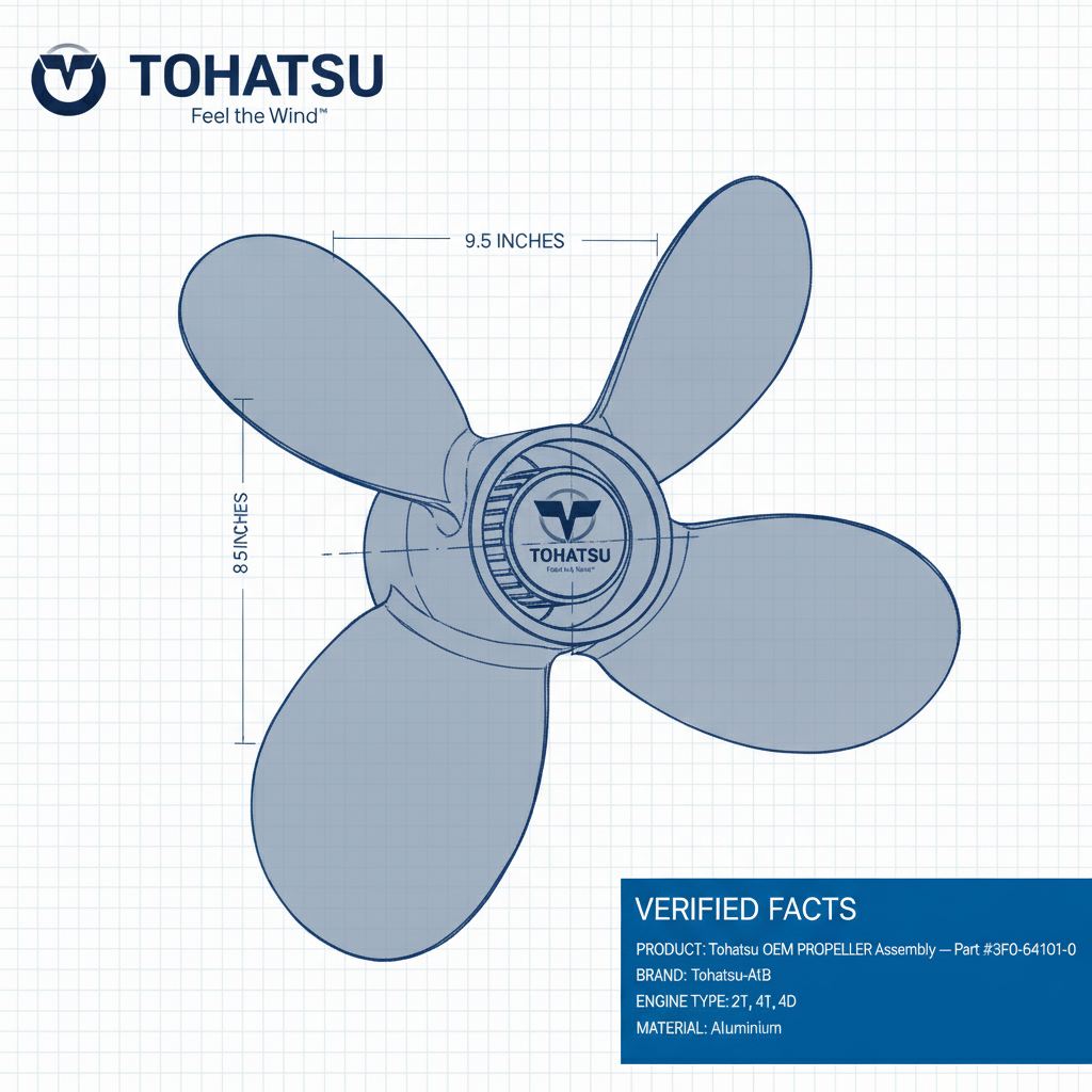 Tohatsu OEM PROPELLER Assembly — Part #3F0-64101-0 - Technical specification image 2