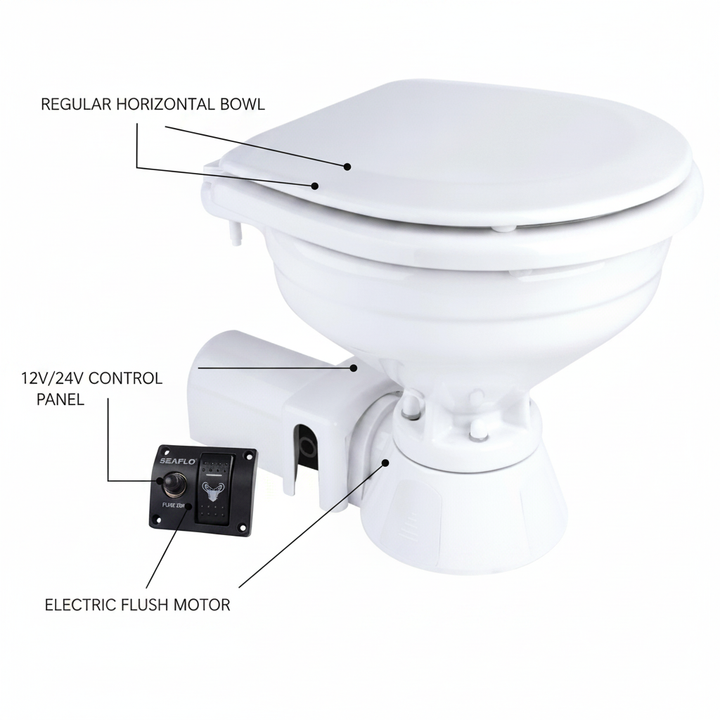 SEAFLO Marine 12V/24V Electric Marine Toilet Regular Hor - Technical specification image 2