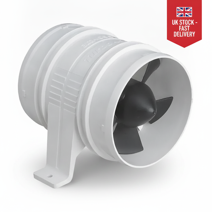 4" 24V Marine In-Line Bilge Blower 235CFM Water Resistant Boat Ventilation Fan - UK Stock image 1