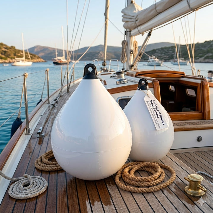 2 x Majoni Round Boat Fender Small 35 x 48cm Buoy Twin Pack Marine 17-3020