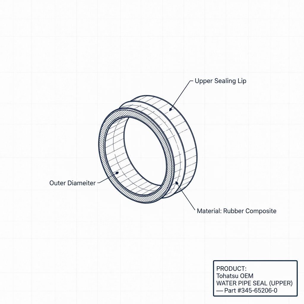 Tohatsu OEM WATER PIPE SEAL (UPPER) â€” Part #345-65206-0 - Technical specification image 3