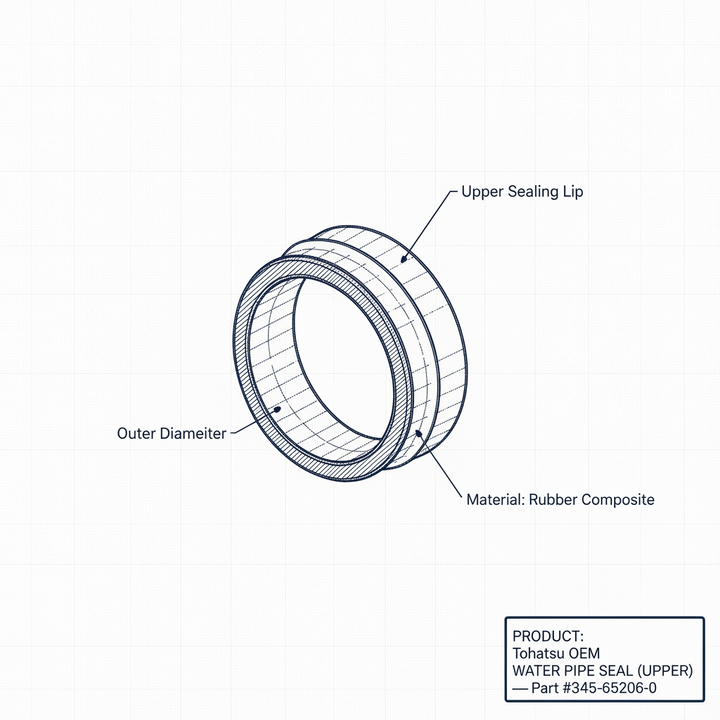 Tohatsu OEM WATER PIPE SEAL (UPPER) â€” Part #345-65206-0 - Technical specification image 3