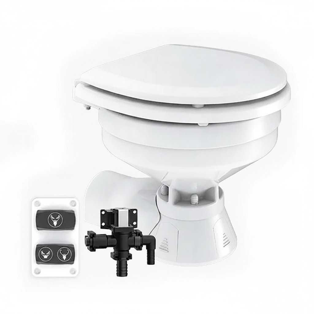Seaflo Quiet Compact Fresh Water Electric Toilet | 4Boats - Alternative angle image 2