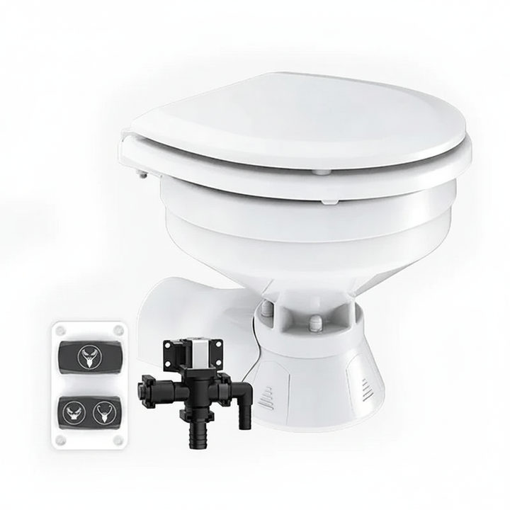 Seaflo Quiet Compact Fresh Water Electric Toilet | 4Boats - Alternative angle image 2