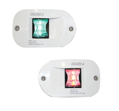 FOS LED 12 Starboard & Port Lights 112,5°, Side & Flush mounted, Set, with white housing - 4Boats