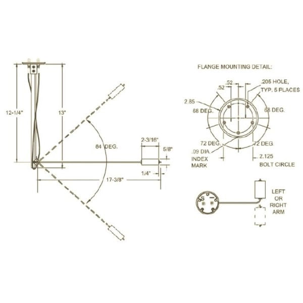 Fuel Level Sender 4” - 24” Tank 240-33 Ohm - 4Boats