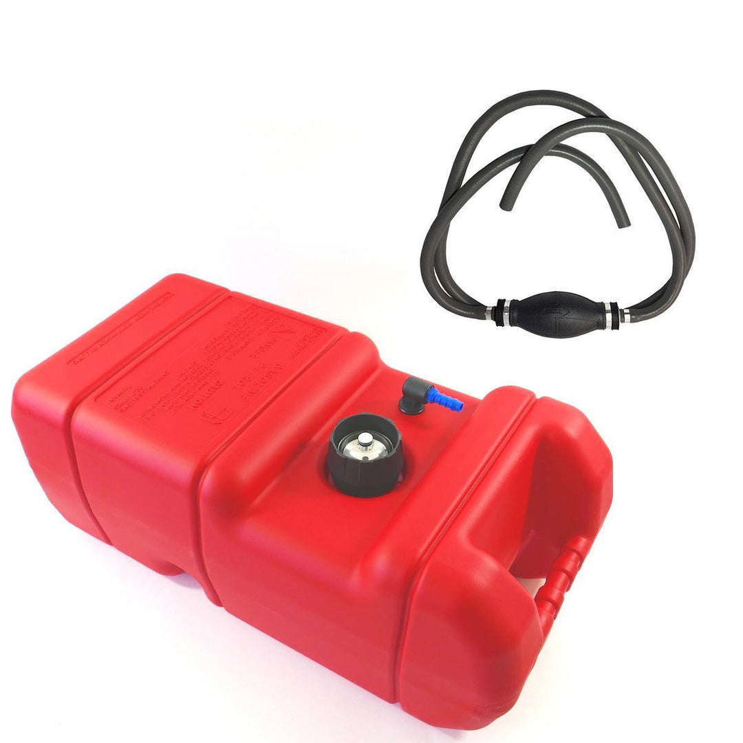 MidMarine Red Portable Fuel Tank for Boats with Hose and Easy Grip Handle