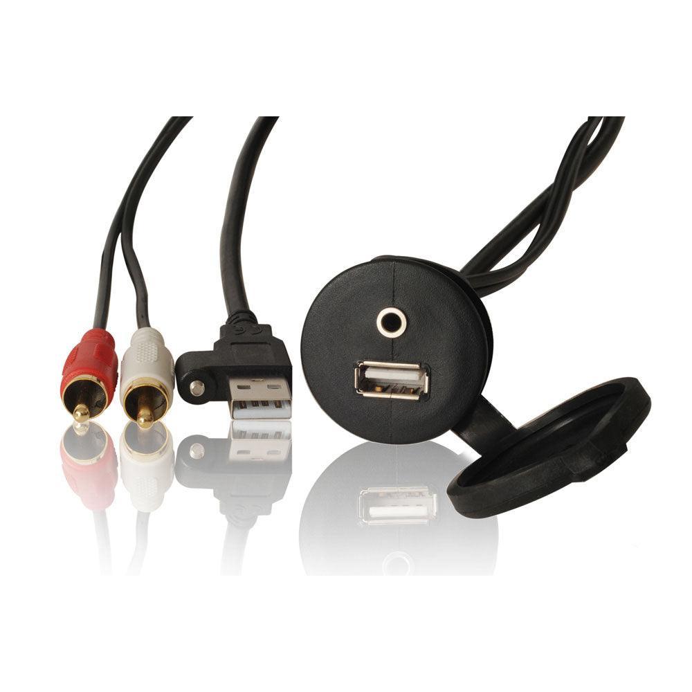 Fusion MS-CBUSB3.5 Panel Mount USB & 3.5mm Auxillay Input Connector - 4Boats