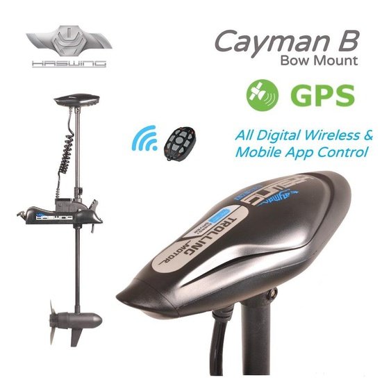 HASWING Cayman B /GPS, Bow Mount Electric Outboard Trolling Motor (New Black) - 4Boats