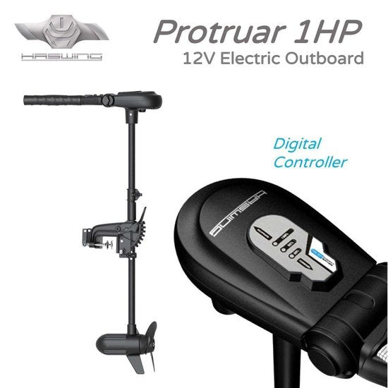 HASWING Protruar 1HP Electric Outboard 12V with Digimax Controller, 90cm shaft - 4Boats