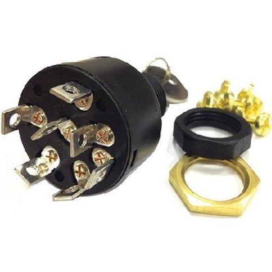 Mercury boat engine ignition key switch with push to choke, panel mount, and mounting hardware