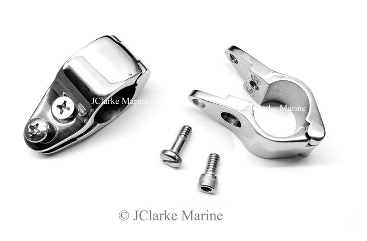 Jaw clamp slide bimini fitting with adjustable hinge and 2 screws - 4Boats