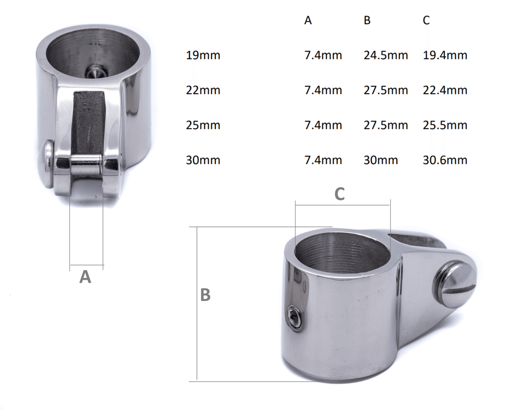 Jaw slide clamp bimini fitting for boat sprayhood canopy - 4Boats