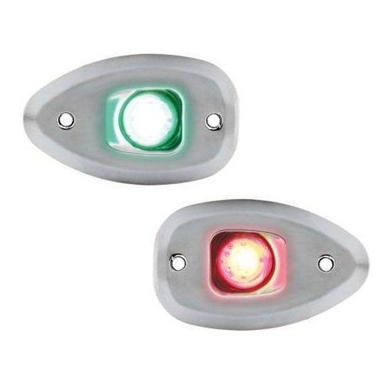 Lalizas MICRO LED 12 Starboard & Port Lights 112.5 Degree, Chrome Housing With Holes - Side & Flush Mounted - 4Boats
