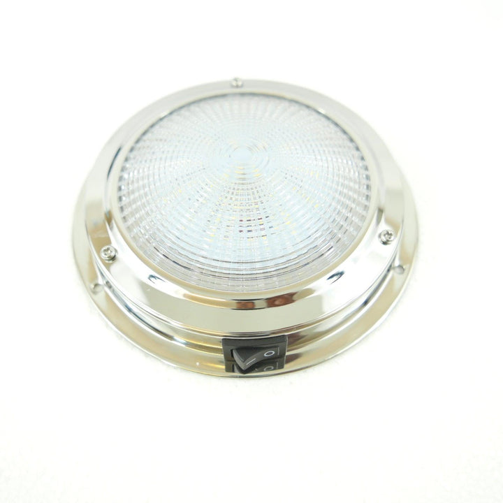 LED Dome Light Stainless Steel, with integral switch, 137mm (Dia.) - 4Boats