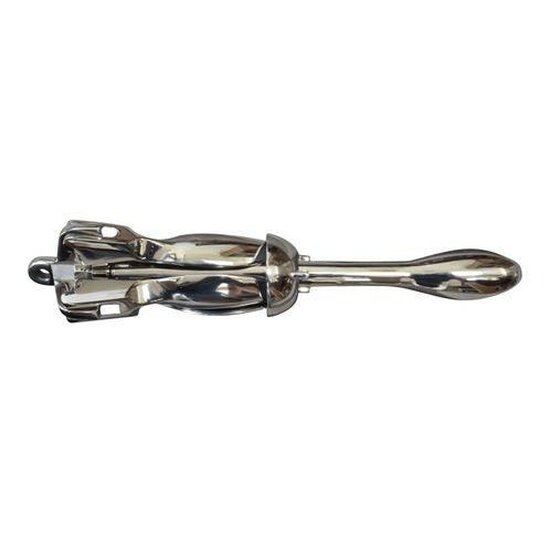 Marine grade 316 Stainless Steel Anchor, Folding Grapnel Anchor, Polished - 4Boats