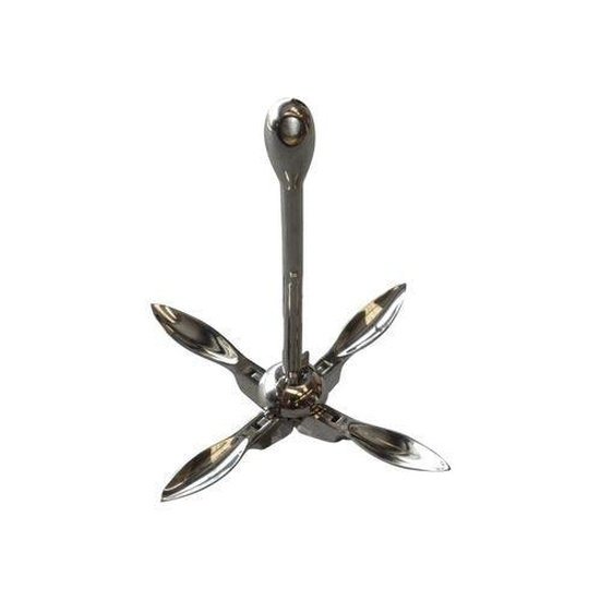 Marine grade 316 Stainless Steel Anchor, Folding Grapnel Anchor, Polished - 4Boats