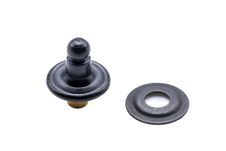 Military black Lift the dot fastener rivet stud and plate (Cloth to cloth) - 4Boats