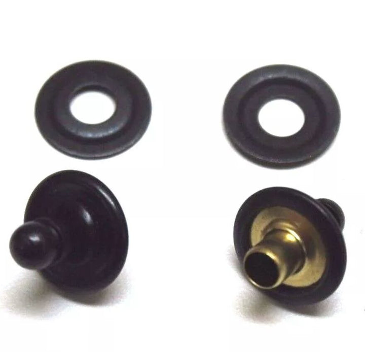 Military black Lift the dot fastener rivet stud and plate (Cloth to cloth) - 4Boats