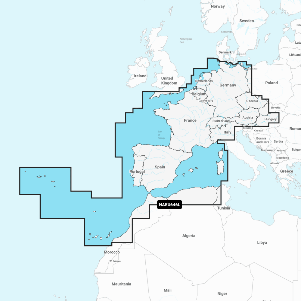 Navionics+ Large Chart: EU646L - Europe Central & West - 4Boats