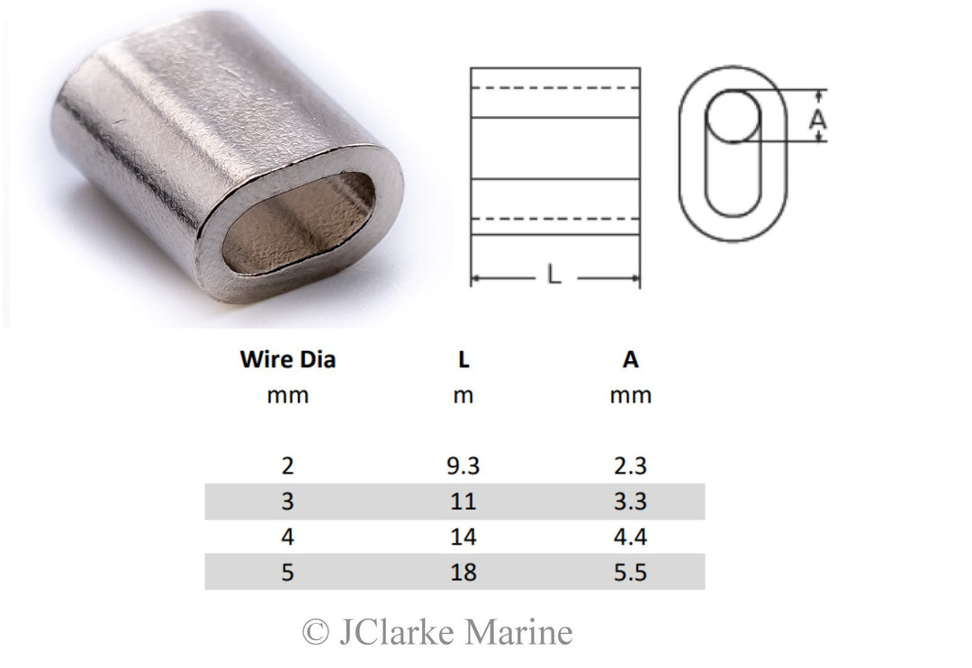 Nickel plated copper ferrules for crimping wire rope - 4Boats