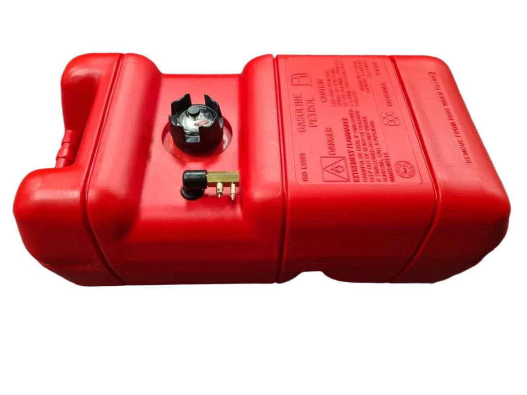MidlandMarine OMC Evinrude fuel tank in red with easy grip handle and secure cap design