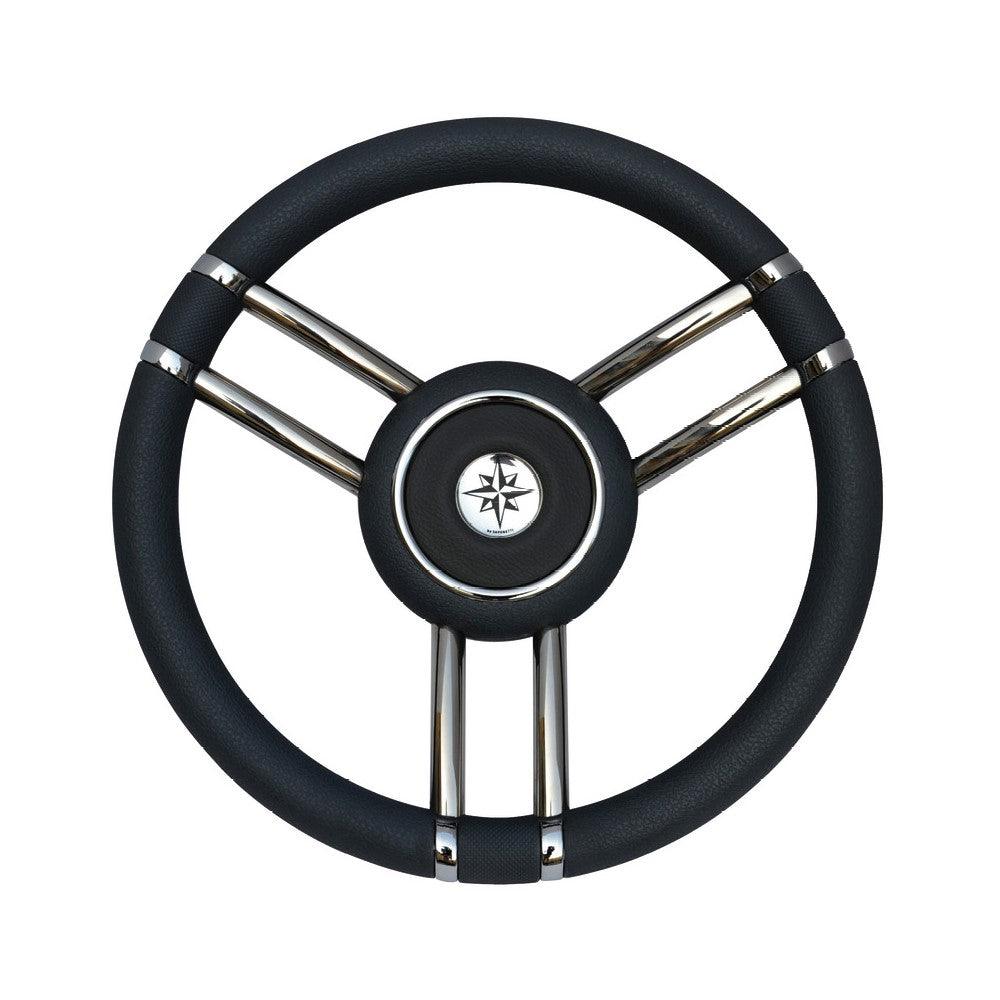 Osculati 350mm Apollo Stainless & Polyurethane Steering Wheel - Black - 4Boats