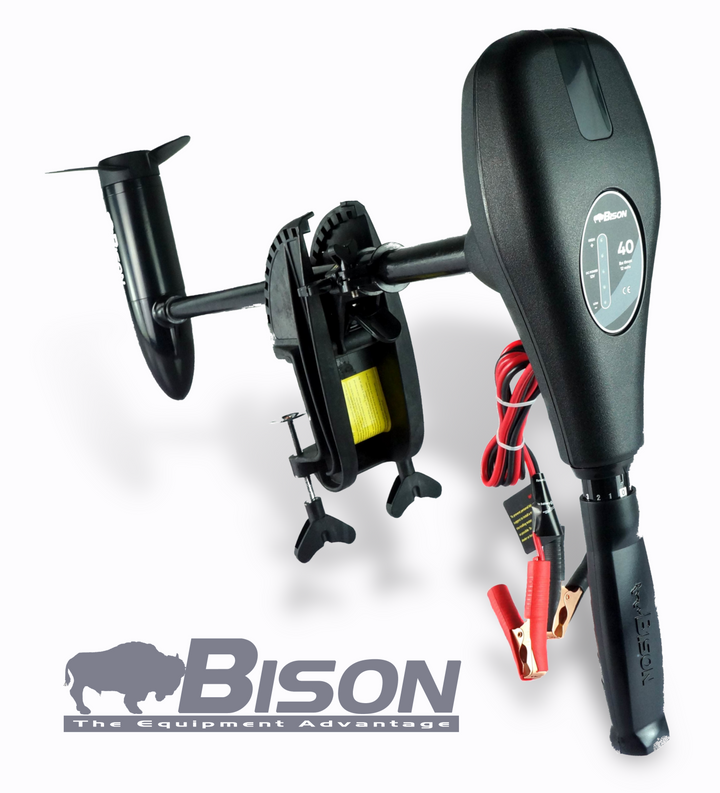 Bison 68lb Electric Outboard Motor 12V with LED Meter + Free Spare Propeller | 4boats