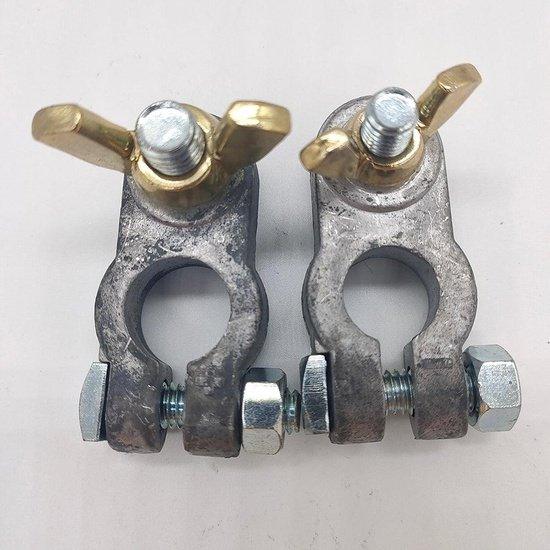 Pair of Battery Terminals Positive + Negative with 10mm Stud + Wing Nut + - - 4Boats