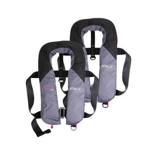 Pair of Seago Seaguard 165N Automatic Lifejacket Without Harness - Grey / Black - 4Boats