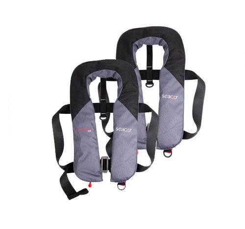 Pair of Seago Seaguard 165N Manual Lifejacket - Grey / Black - 4Boats