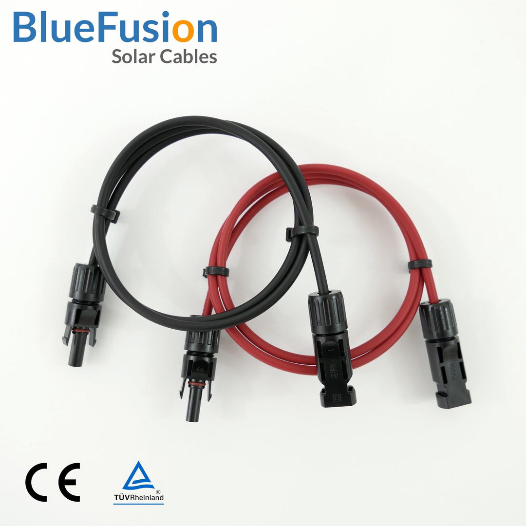 Pair of Solar Cable Extensions with Connectors (Black/Red), Rated 30Amp for MC4 type - 4Boats