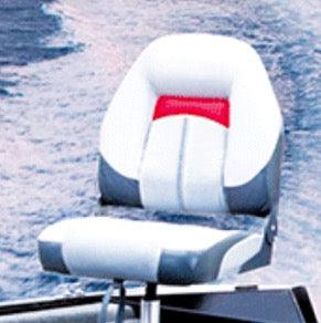 Premium High Back Qualifier Boat Seat – Grey/Charcoal/Red Style - 4Boats