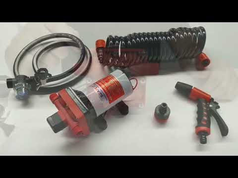 SEAFLO HW206001 20ft Coiled Washdown Hose & Spray Nozzle Kit Boat RV Marine