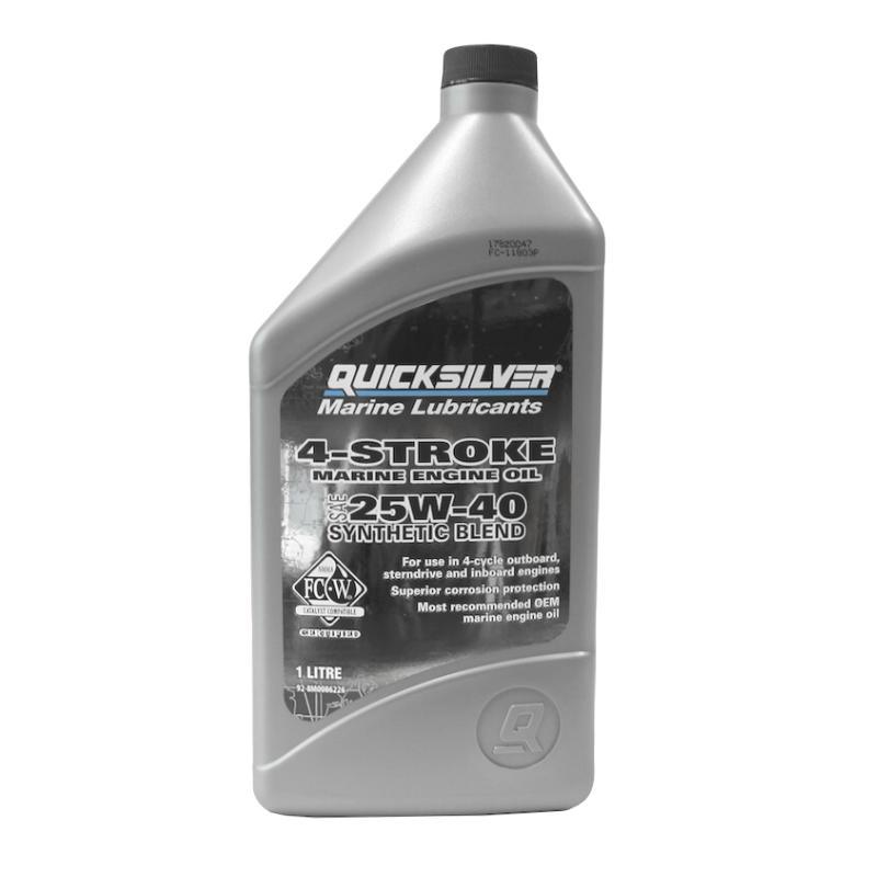 Quicksilver 4 stroke Marine Engine Oil SAE 25W40 Synthetic 1L - 4Boats