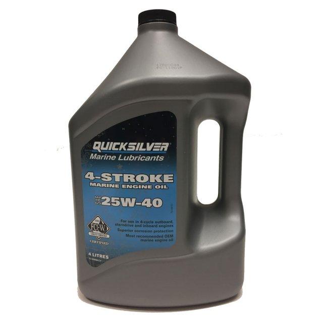 Quicksilver 4 stroke Marine Engine Oil SAE 25W40 Synthetic 4L - 4Boats