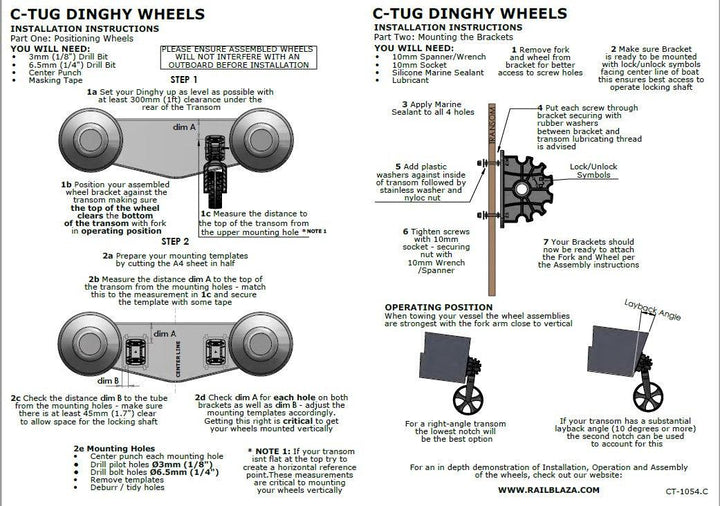 Railblaza C-TUG Dinghy Wheels Pair - 4Boats