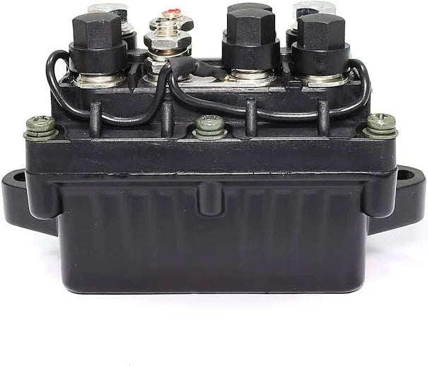 Rear view of Recmar power trim and tilt relay 63P-81950-00 showing mounting flanges and terminal caps