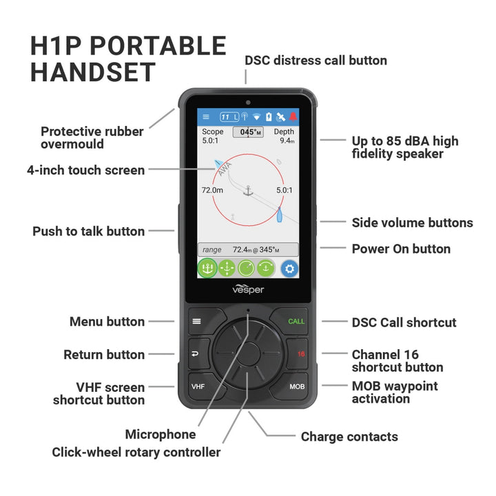 Vesper Cortex Cortex Cortex H1P Wireless Handset with Chargin | 4Boats