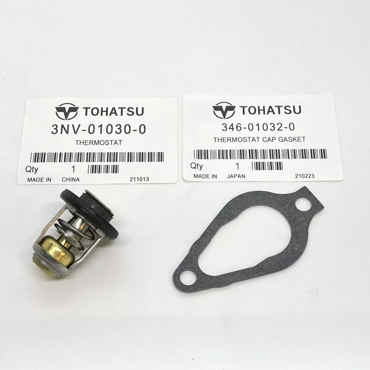 Genuine Tohatsu Thermostat & Gasket Kit 3NV-01030-0 + 346-01032-0 | Fits 8–30HP 4-Stroke Outboards | Mercury Compatible