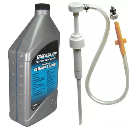 Quicksilver 1L Premium Gear Lube & Pump Kit – SAE90 for Mercury Outboards Up to 60HP | 4BOATS UK