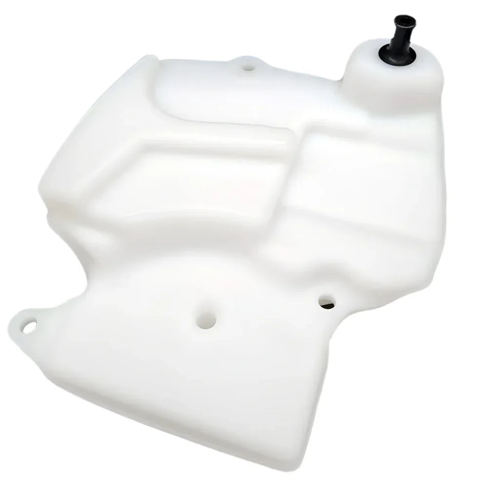 White plastic fuel tank on a black background