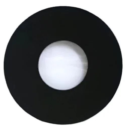 Black and white circular object on a white background