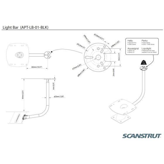 Scanstrut APT-LB-01-BLK Light Bar For PowerTowers - Black - 4Boats