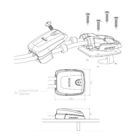 Scanstrut DS-HD6-BLK Black Horizontal Double Cable Seal 5-6mm - 4Boats