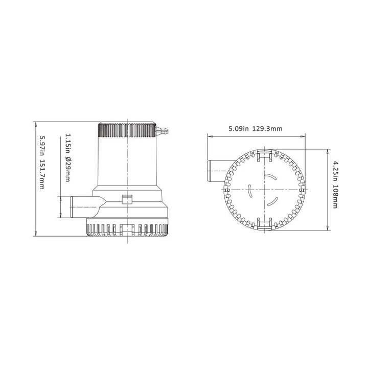 SEAFLO Bilge Pump 12V 1500 gph Non-Auto Bilge Pump 01 Series - 4Boats