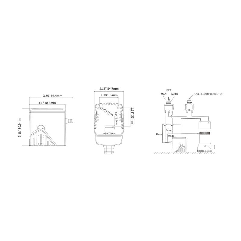 SEAFLO Float Switch 25A max Used For Non-Auto Bilge Pump With Flow Rate Above 3000 gph - 4Boats