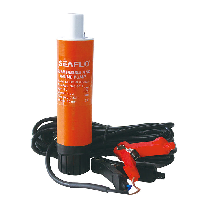 SEAFLO Inline Pump 500 gph 5M Wire With Clips - 4Boats